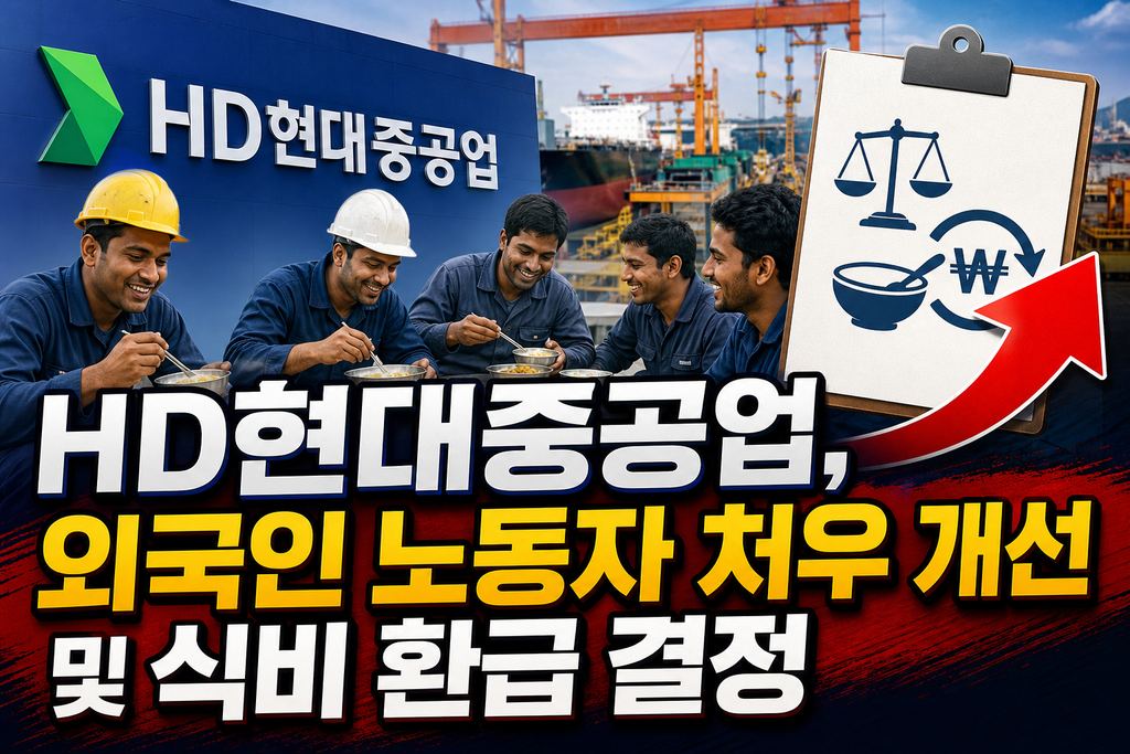 HD현대중공업, 외국인 노동자 처우 개선 및 식비 환급 결정