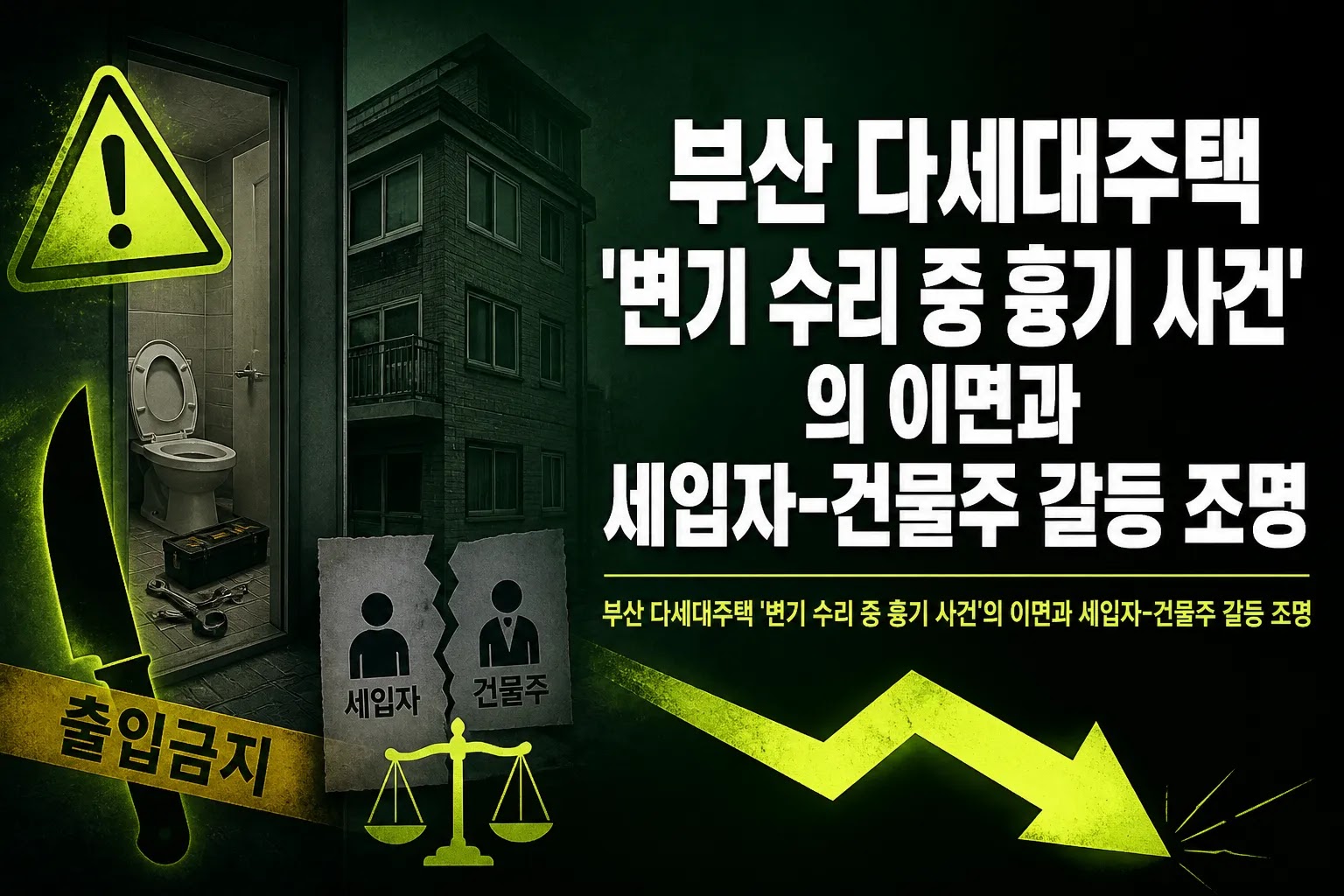 부산 다세대주택 '변기 수리 중 흉기 사건'의 이면과 세입자-건물주 갈등 조명