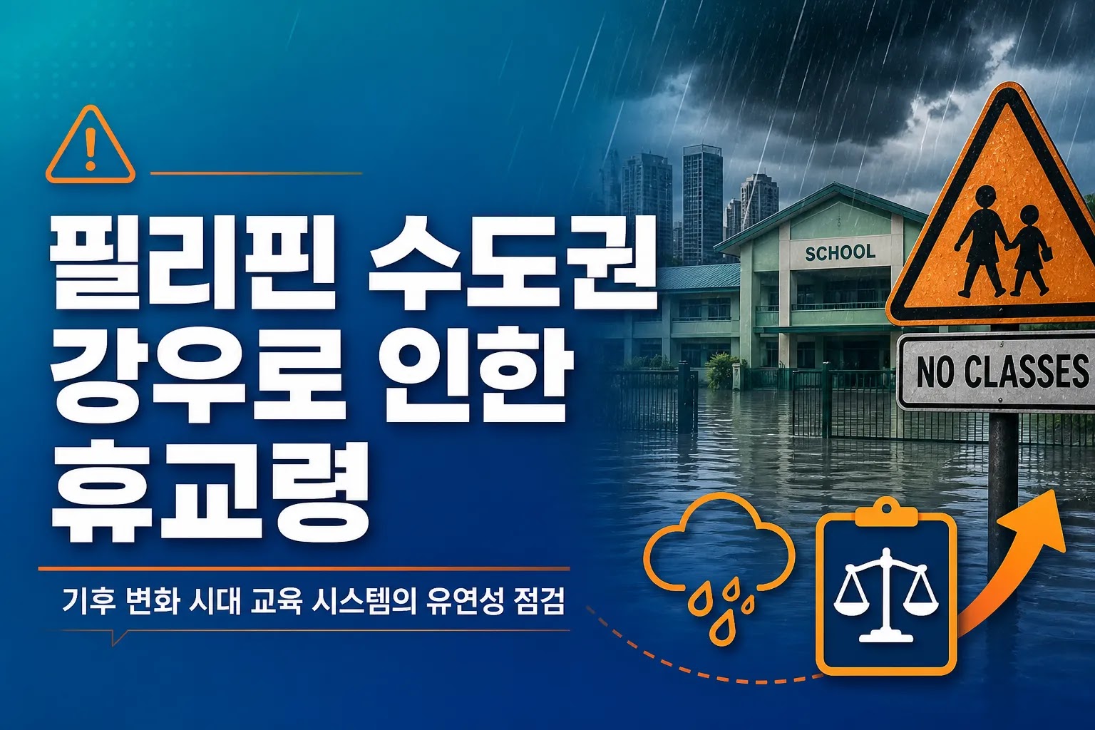 필리핀 수도권 강우로 인한 휴교령, 기후 변화 시대 교육 시스템의 유연성 점검
