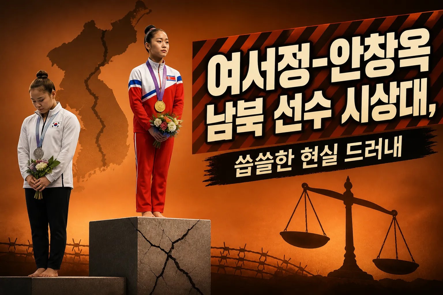 여서정-안창옥 남북 선수 시상대, 씁쓸한 현실 드러내