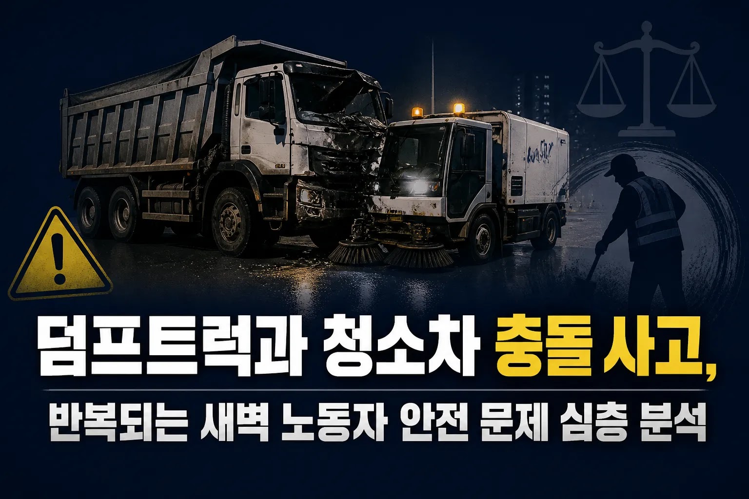 덤프트럭과 청소차 충돌 사고, 반복되는 새벽 노동자 안전 문제 심층 분석