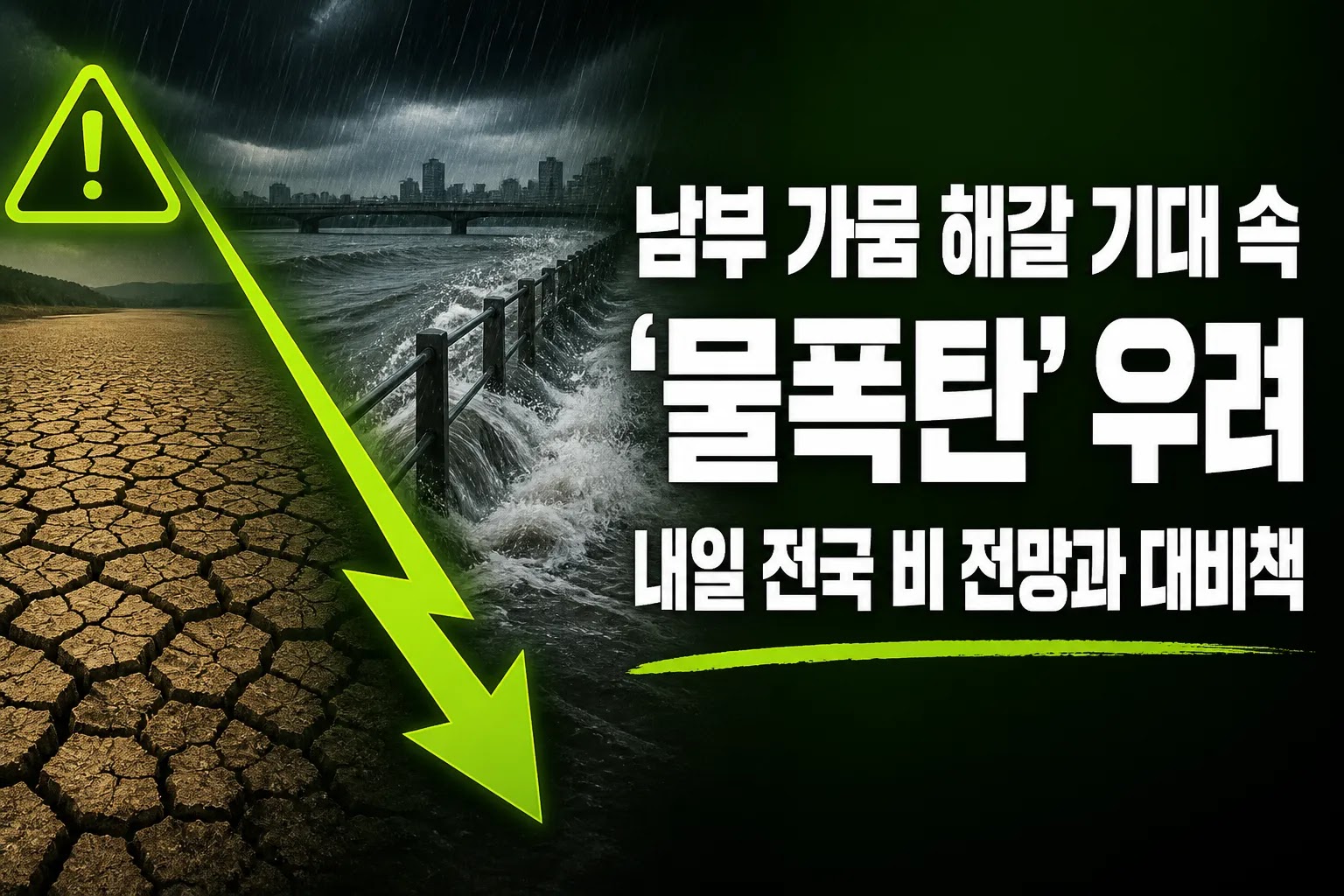 남부 가뭄 해갈 기대 속 '물폭탄' 우려…내일 전국 비 전망과 대비책