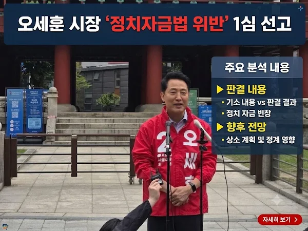 오세훈 서울시장 정치자금법 위반 1심 선고, 판결 내용과 향후 전망